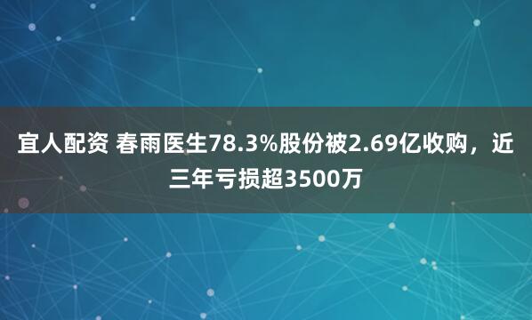 宜人配资 春雨医生78.3%股份被2.69亿收购，近三年亏损超3500万