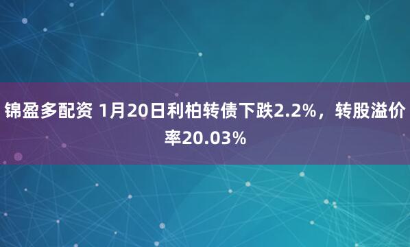 锦盈多配资 1月20日利柏转债下跌2.2%，转股溢价率20.03%